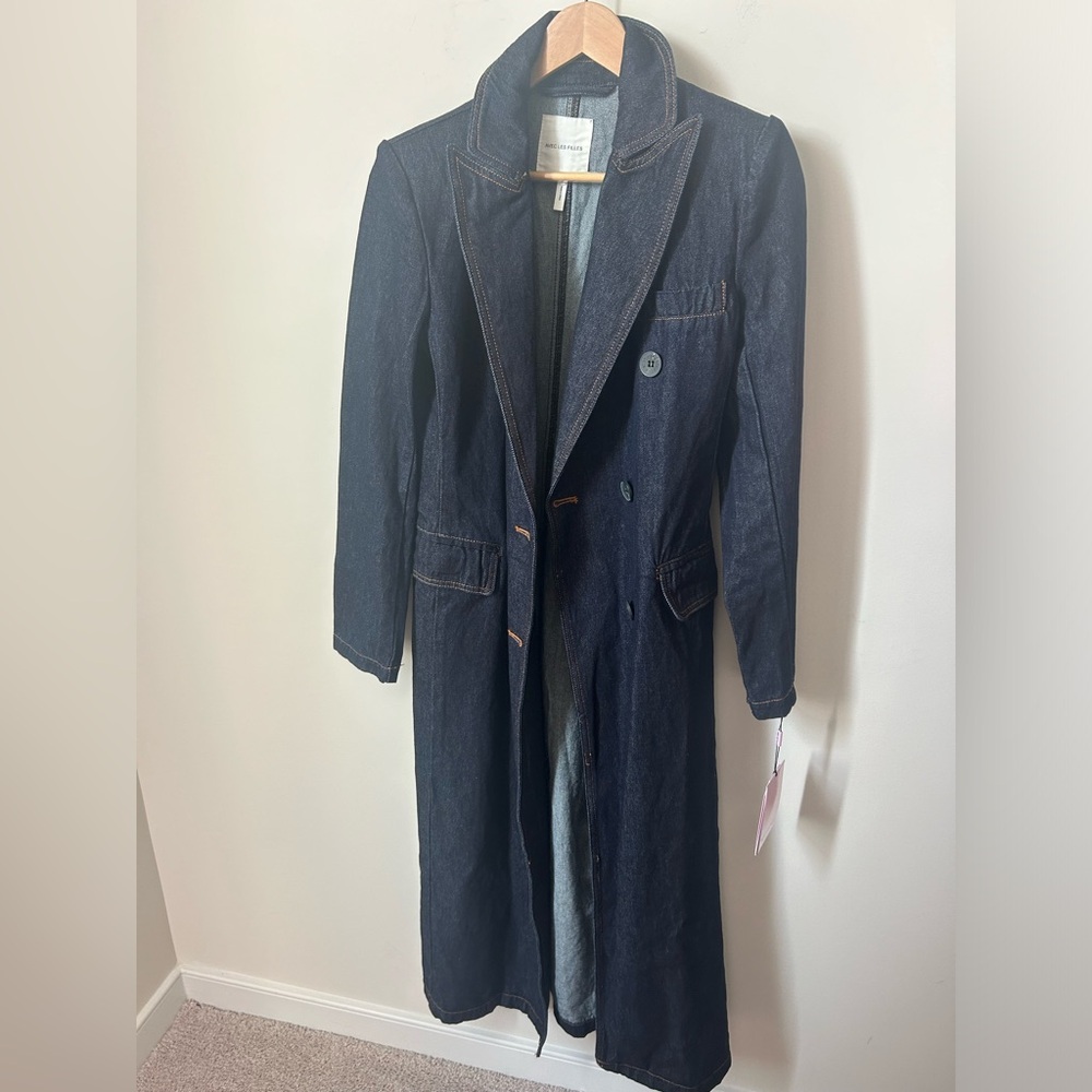 Avec Les Filles Dark Wash Denim Fall Trench Coat